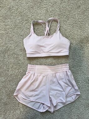 lululemon athletica Pale Pink Athletic Bra and Shorts Set